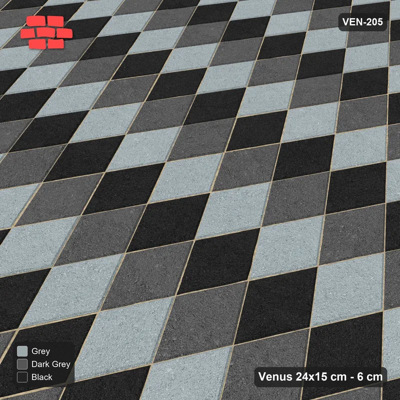 Interlock (Pasco) 24x15 cm · VEN-205 · Tumbling blocks, three tone, turned 90 deg · Side view Interlock (Pasco) 24x15 cm · VEN-205 · Tumbling blocks, three tone, turned 90 deg · Side view