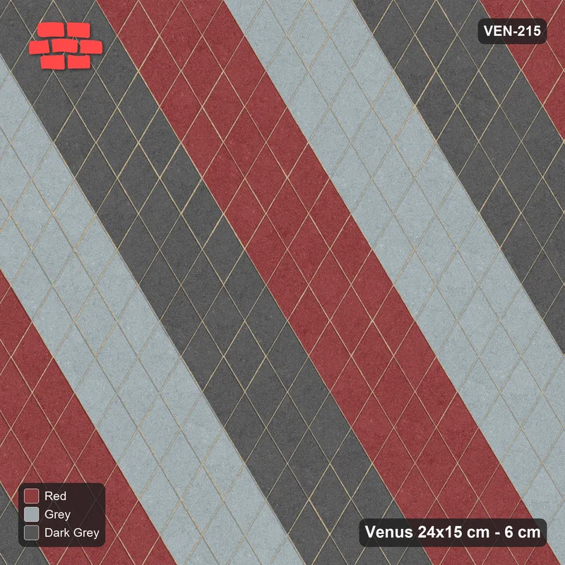 Interlock (Pasco) 24x15 cm · VEN-215 · Three-tone axis bands B, 3 course, turned 90 deg, kerb frame · Top view Interlock (Pasco) 24x15 cm · VEN-215 · Three-tone axis bands B, 3 course, turned 90 deg, kerb frame · Top view