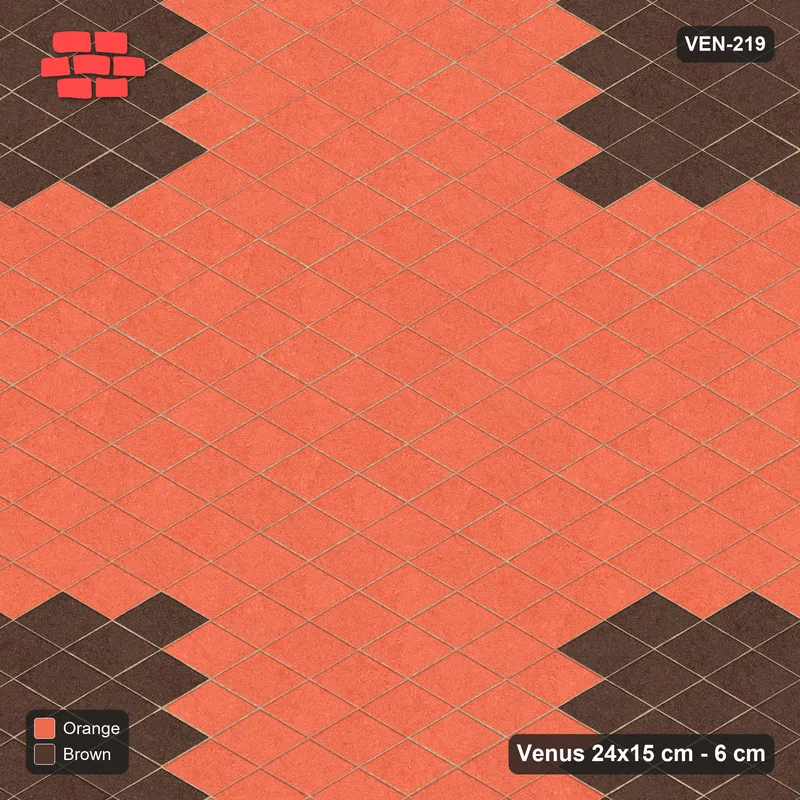 Interlock (Pasco) 24x15 cm · VEN-219 · Corner squares, 50 cm, kerb frame · Top view Interlock (Pasco) 24x15 cm · VEN-219 · Corner squares, 50 cm, kerb frame · Top view