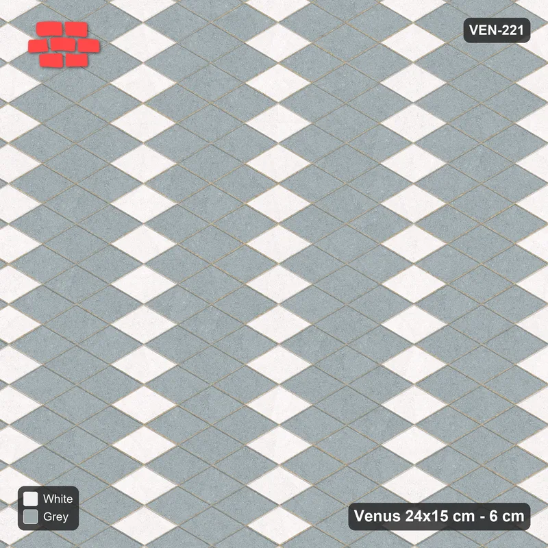 Interlock (Pasco) 24x15 cm · VEN-221 · Wide diagonal accent lattice, kerb frame · Top view Interlock (Pasco) 24x15 cm · VEN-221 · Wide diagonal accent lattice, kerb frame · Top view