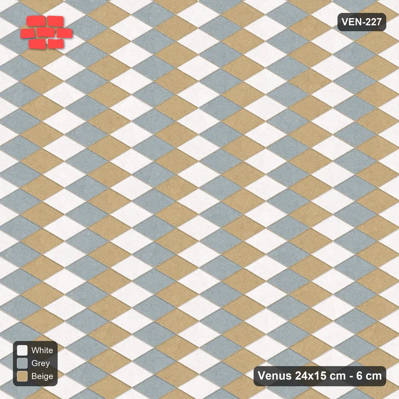 Interlock (Pasco) 24x15 cm · VEN-227 · Tumbling blocks, offset three tone · Top view Interlock (Pasco) 24x15 cm · VEN-227 · Tumbling blocks, offset three tone · Top view