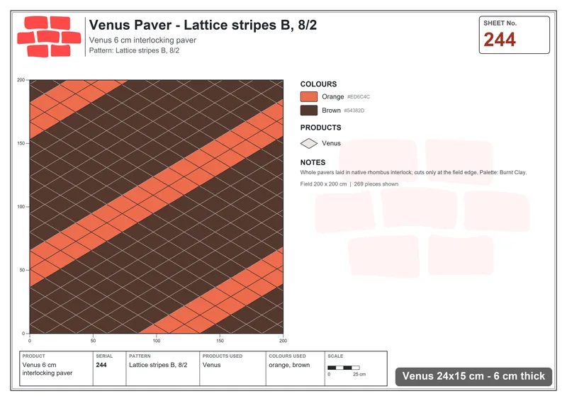Interlock (Pasco) 24x15 cm · VEN-244 · Lattice stripes B, 8/2 · Laying plan