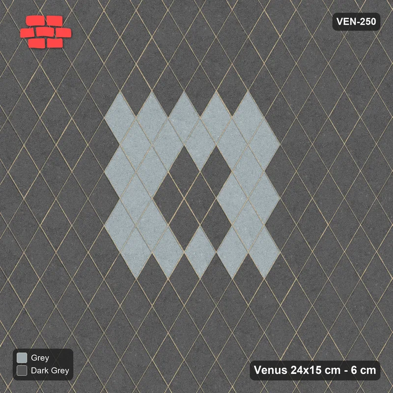 Interlock (Pasco) 24x15 cm · VEN-250 · Central square medallion, turned 90 deg, kerb frame · Top view Interlock (Pasco) 24x15 cm · VEN-250 · Central square medallion, turned 90 deg, kerb frame · Top view