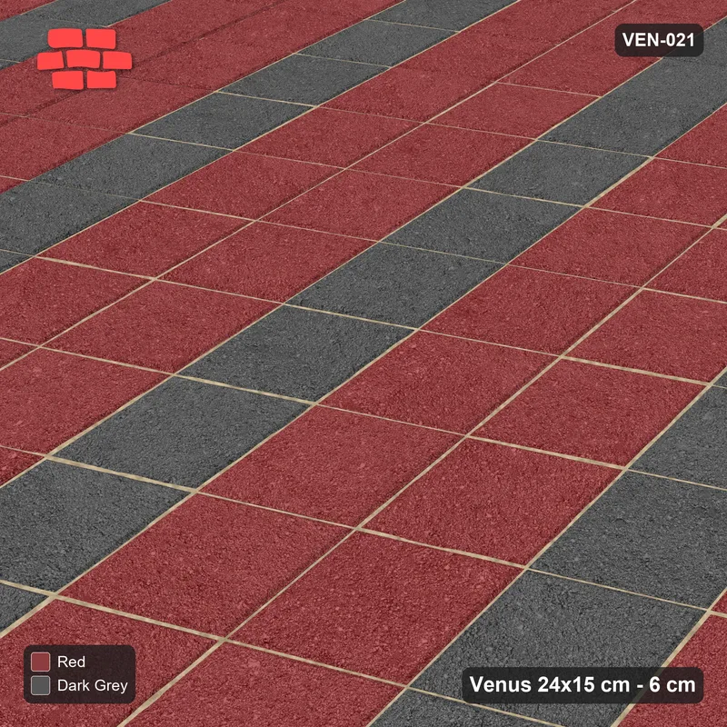 Interlock (Pasco) 24x15 cm · VEN8-021 · Tumbling blocks, kerb-framed yard · Side view
