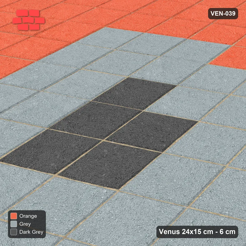Interlock (Pasco) 24x15 cm · VEN8-039 · Rhombus checker, kerb-framed yard · Side view