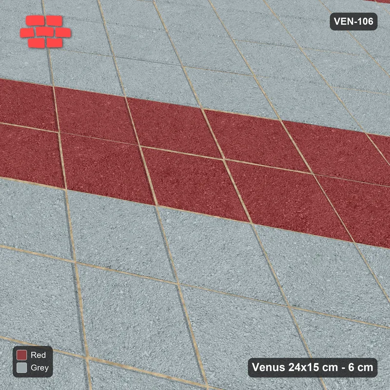 इंटरलॉक (पास्को) 24x15 सेमी · VEN8-106 · Double-rhombus chequer, kerb-framed · बगल से दृश्य