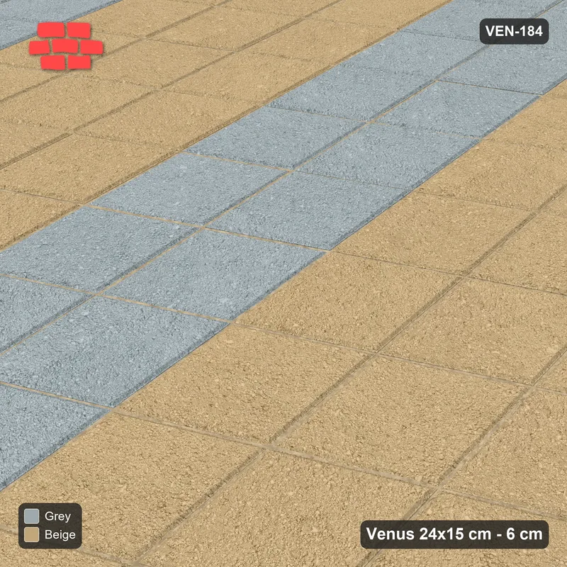 इंटरलॉक (पास्को) 24x15 सेमी · VEN8-184 · Fine trellis के साथ nodes, 3 यूनिट, kerb-framed · बगल से दृश्य
