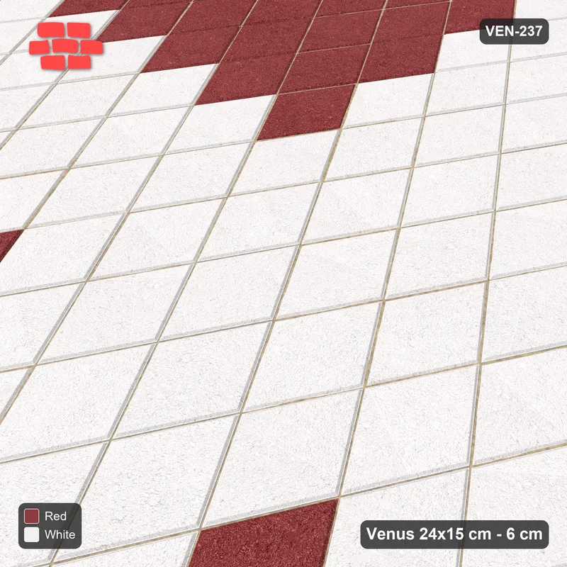 Interlock (Pasco) 24x15 cm · VEN8-237 · Rosette carpet, rhombus 5-unit, turned 90 deg, kerb-framed · Side view