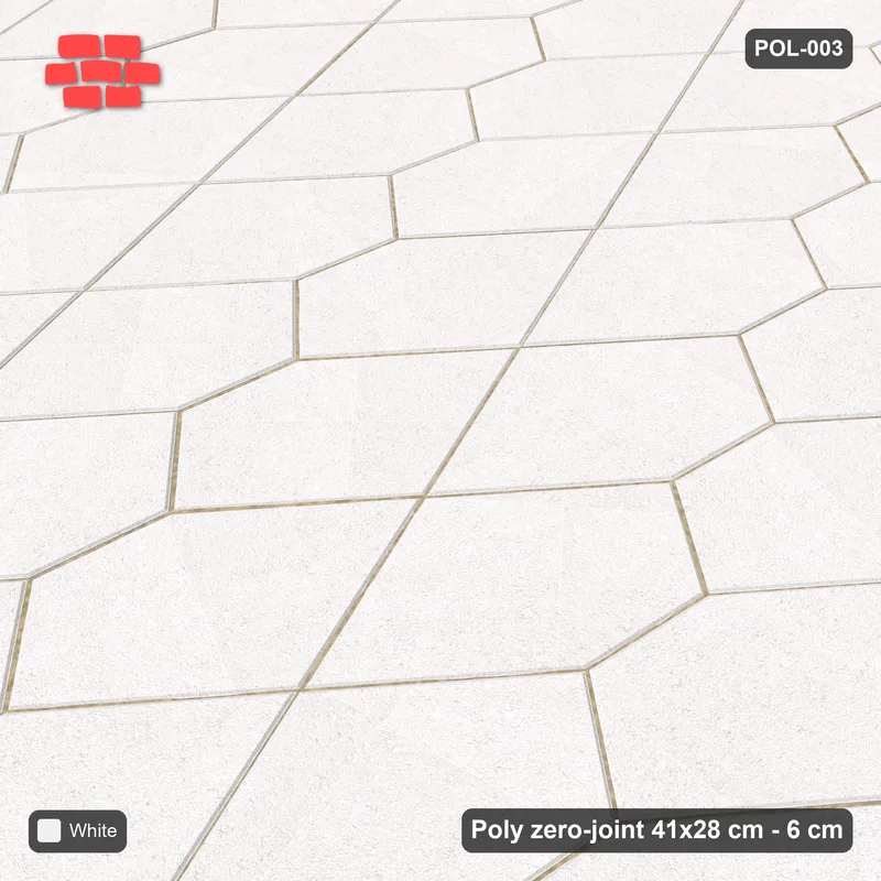 Interlock (Pasco) 41x28 cm · POL-003 · Interlocking Pairs, Solid field, 45 deg turn, kerb frame · Side view Interlock (Pasco) 41x28 cm · POL-003 · Interlocking Pairs, Solid field, 45 deg turn, kerb frame · Side view