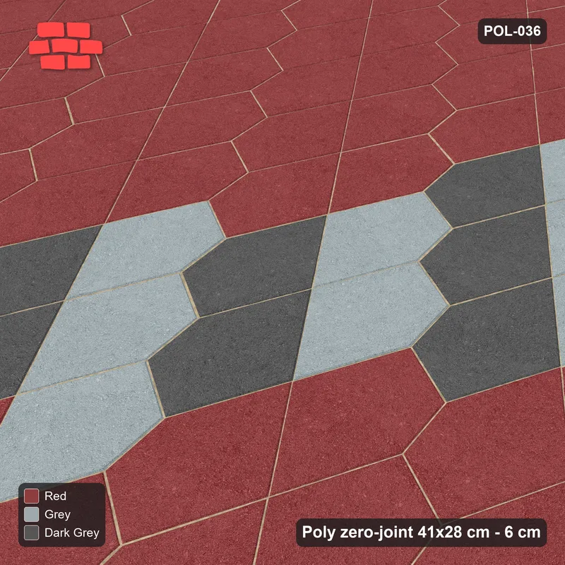 Interlock (Pasco) 41x28 cm · POL-036 · Interlocking Pairs, Pair-coloured band, 60 deg turn, kerb frame · Side view Interlock (Pasco) 41x28 cm · POL-036 · Interlocking Pairs, Pair-coloured band, 60 deg turn, kerb frame · Side view
