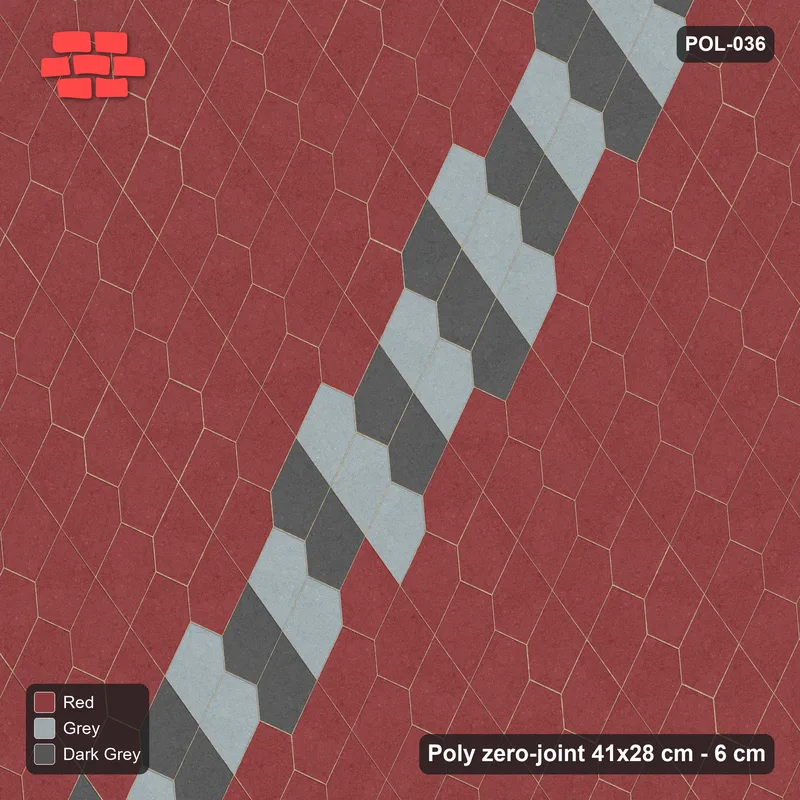 Interlock (Pasco) 41x28 cm · POL-036 · Interlocking Pairs, Pair-coloured band, 60 deg turn, kerb frame · Top view Interlock (Pasco) 41x28 cm · POL-036 · Interlocking Pairs, Pair-coloured band, 60 deg turn, kerb frame · Top view