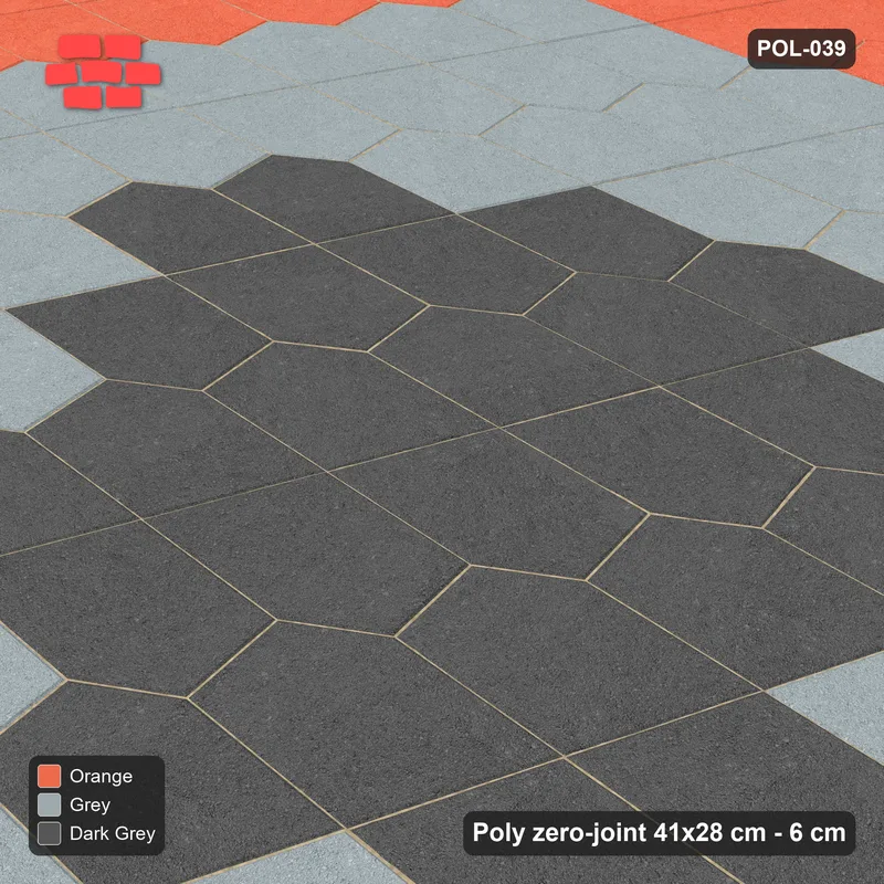 Interlock (Pasco) 41x28 cm · POL-039 · Interlocking Pairs, Two-tone medallion, 0 deg turn, kerb frame · Side view Interlock (Pasco) 41x28 cm · POL-039 · Interlocking Pairs, Two-tone medallion, 0 deg turn, kerb frame · Side view
