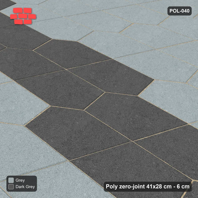 Interlock (Pasco) 41x28 cm · POL-040 · Interlocking Pairs, 50cm feature band, 0 deg turn, kerb frame · Side view Interlock (Pasco) 41x28 cm · POL-040 · Interlocking Pairs, 50cm feature band, 0 deg turn, kerb frame · Side view