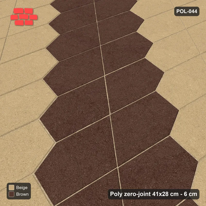 Interlock (Pasco) 41x28 cm · POL-044 · Interlocking Pairs, Accent rows 1 in 3, 75 deg turn, kerb frame · Side view Interlock (Pasco) 41x28 cm · POL-044 · Interlocking Pairs, Accent rows 1 in 3, 75 deg turn, kerb frame · Side view