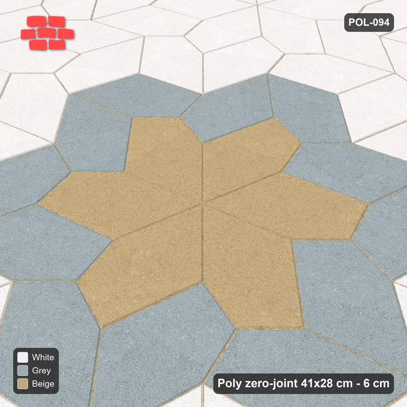 Interlock (Pasco) 41x28 cm · POL-094 · Random Lay Star Medallion, Coastal, centre star wrapped by 6 pairs · Side view Interlock (Pasco) 41x28 cm · POL-094 · Random Lay Star Medallion, Coastal, centre star wrapped by 6 pairs · Side view