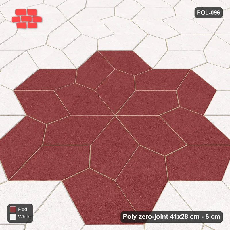 Interlock (Pasco) 41x28 cm · POL-096 · Random Lay Star Medallion, Burgundy & Ivory, centre star wrapped by 6 pairs, kerb frame · Side view Interlock (Pasco) 41x28 cm · POL-096 · Random Lay Star Medallion, Burgundy & Ivory, centre star wrapped by 6 pairs, kerb frame · Side view