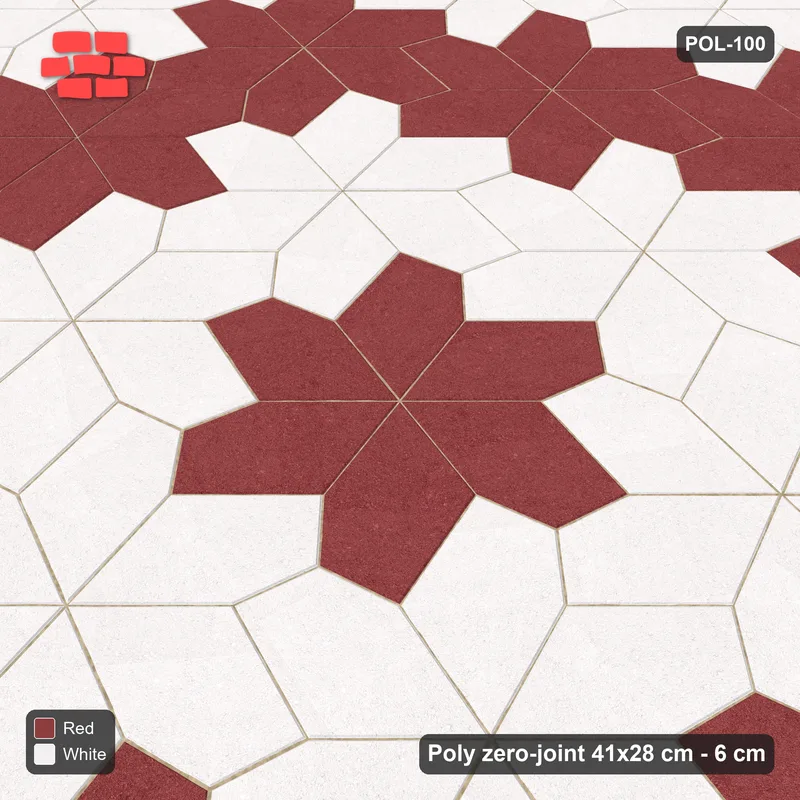 Interlock (Pasco) 41x28 cm · POL-100 · Random Lay Star Medallion, Burgundy & Ivory, centre star + ring of stars · Side view Interlock (Pasco) 41x28 cm · POL-100 · Random Lay Star Medallion, Burgundy & Ivory, centre star + ring of stars · Side view