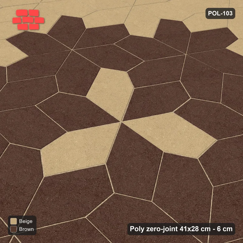 Interlock (Pasco) 41x28 cm · POL-103 · Random Lay Star Medallion, Sandstone, flower of 7 stars · Side view Interlock (Pasco) 41x28 cm · POL-103 · Random Lay Star Medallion, Sandstone, flower of 7 stars · Side view