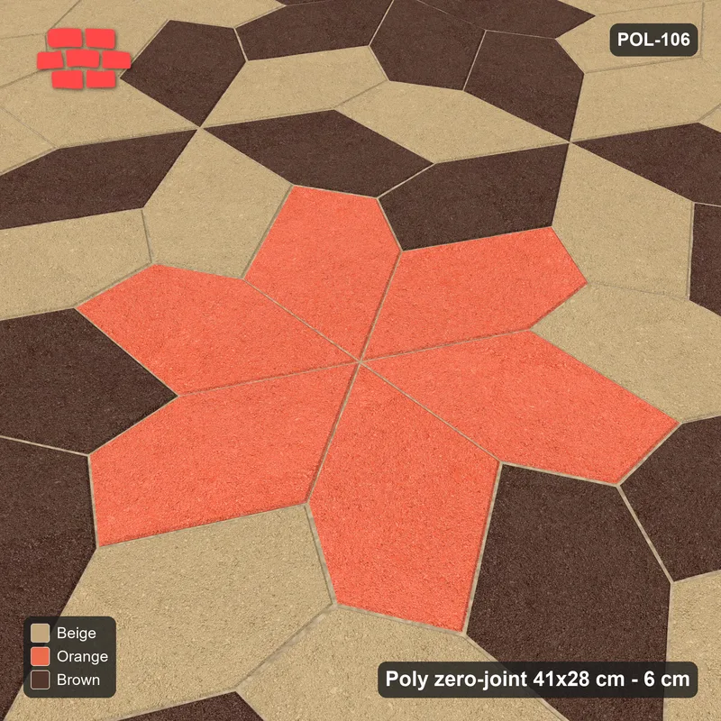 Interlock (Pasco) 41x28 cm · POL-106 · Random Lay Star Medallion, Autumn, concentric star rings · Side view Interlock (Pasco) 41x28 cm · POL-106 · Random Lay Star Medallion, Autumn, concentric star rings · Side view