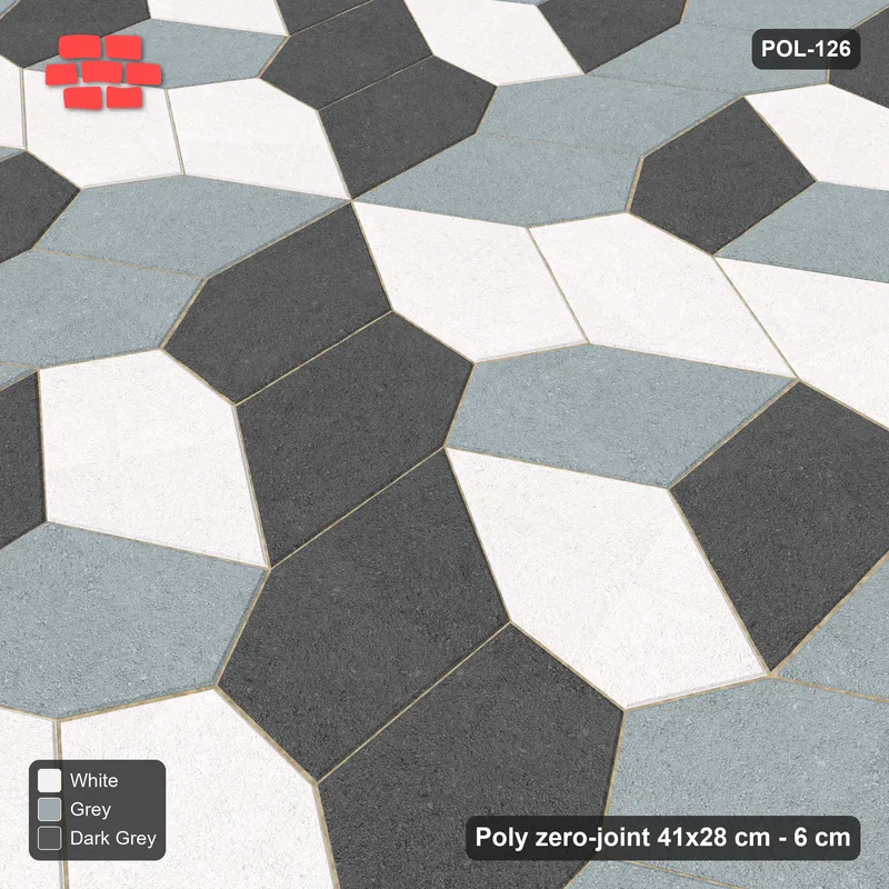 Interlock (Pasco) 41x28 cm · POL-126 · Random Lay Tumbling Three-Tone, Monochrome, each orientation its own tone (tumbling blocks) · Side view Interlock (Pasco) 41x28 cm · POL-126 · Random Lay Tumbling Three-Tone, Monochrome, each orientation its own tone (tumbling blocks) · Side view