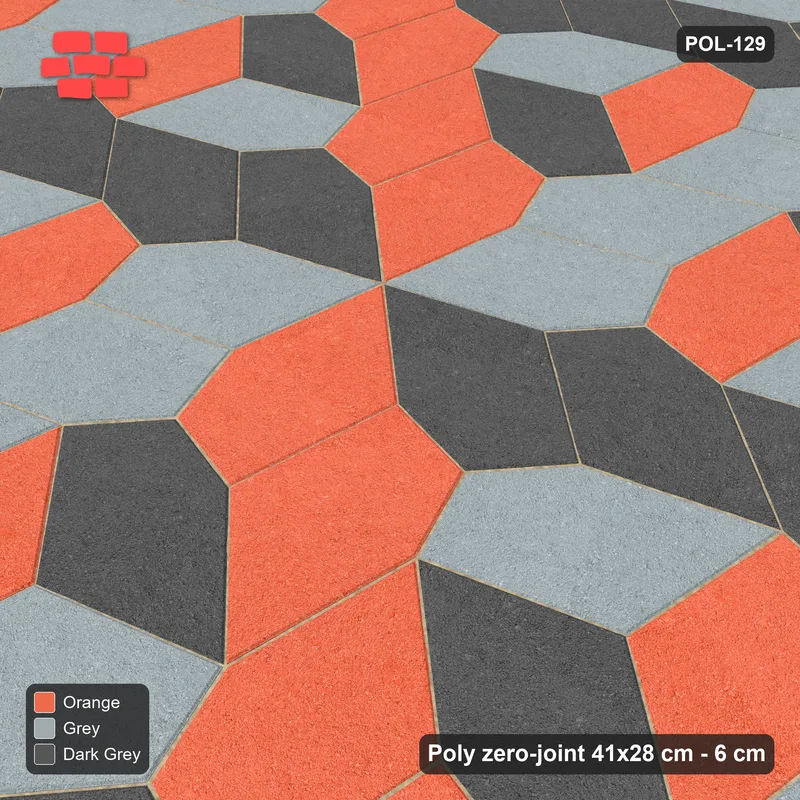 Interlock (Pasco) 41x28 cm · POL-129 · Random Lay Tumbling Three-Tone, Sunset Slate, each orientation its own tone (tumbling blocks) · Side view Interlock (Pasco) 41x28 cm · POL-129 · Random Lay Tumbling Three-Tone, Sunset Slate, each orientation its own tone (tumbling blocks) · Side view