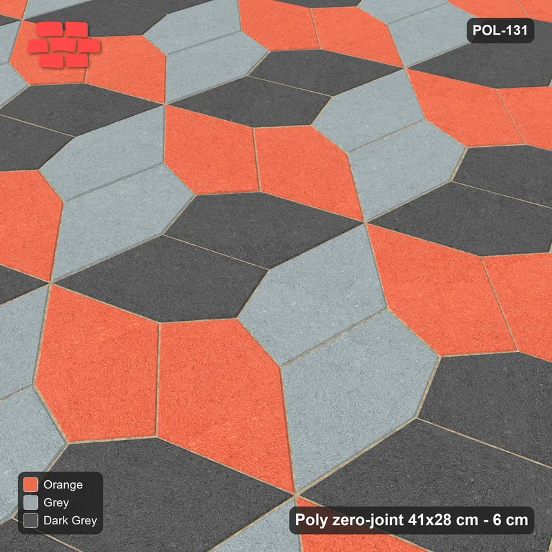 Interlock (Pasco) 41x28 cm · POL-131 · Random Lay Tumbling Three-Tone, Sunset Slate, each orientation its own tone (tumbling blocks) · Side view Interlock (Pasco) 41x28 cm · POL-131 · Random Lay Tumbling Three-Tone, Sunset Slate, each orientation its own tone (tumbling blocks) · Side view