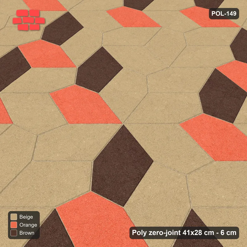 Interlock (Pasco) 41x28 cm · POL-149 · Random Lay Courtyard Cubes, Autumn, light base with two-tone cube faces, kerb frame · Side view Interlock (Pasco) 41x28 cm · POL-149 · Random Lay Courtyard Cubes, Autumn, light base with two-tone cube faces, kerb frame · Side view