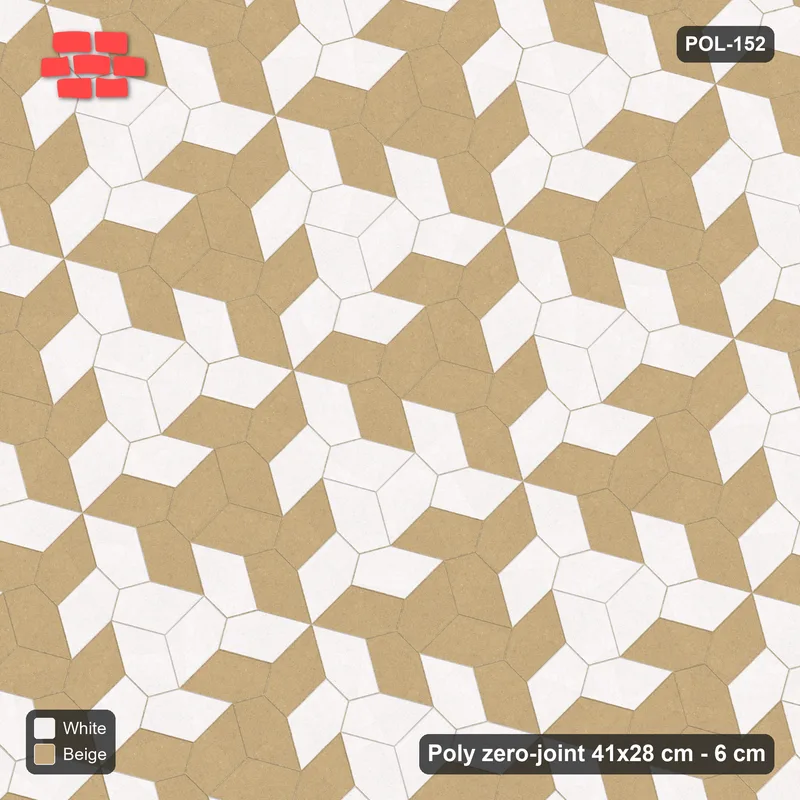Interlock (Pasco) 41x28 cm · POL-152 · Random Lay Courtyard Cubes, Ivory & Sand, alternate orientations light / coloured · Top view Interlock (Pasco) 41x28 cm · POL-152 · Random Lay Courtyard Cubes, Ivory & Sand, alternate orientations light / coloured · Top view