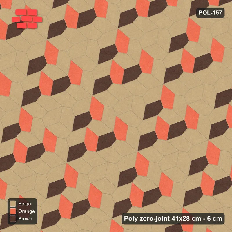 Interlock (Pasco) 41x28 cm · POL-157 · Random Lay Courtyard Cubes, Autumn, light base with two-tone cube faces · Top view Interlock (Pasco) 41x28 cm · POL-157 · Random Lay Courtyard Cubes, Autumn, light base with two-tone cube faces · Top view