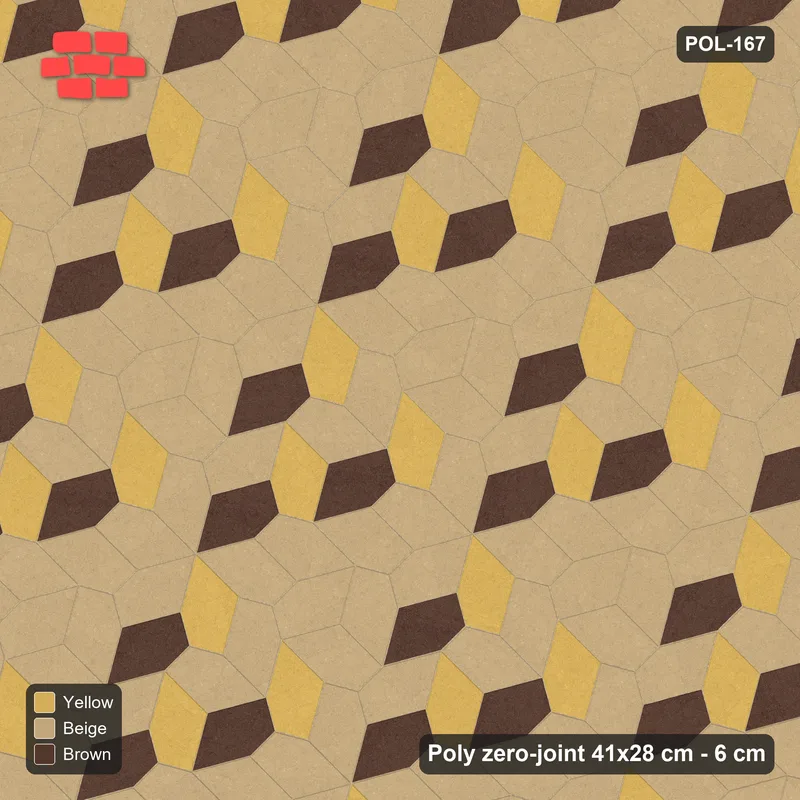 Interlock (Pasco) 41x28 cm · POL-167 · Random Lay Courtyard Cubes, Harvest Gold, light base with two-tone cube faces · Top view Interlock (Pasco) 41x28 cm · POL-167 · Random Lay Courtyard Cubes, Harvest Gold, light base with two-tone cube faces · Top view