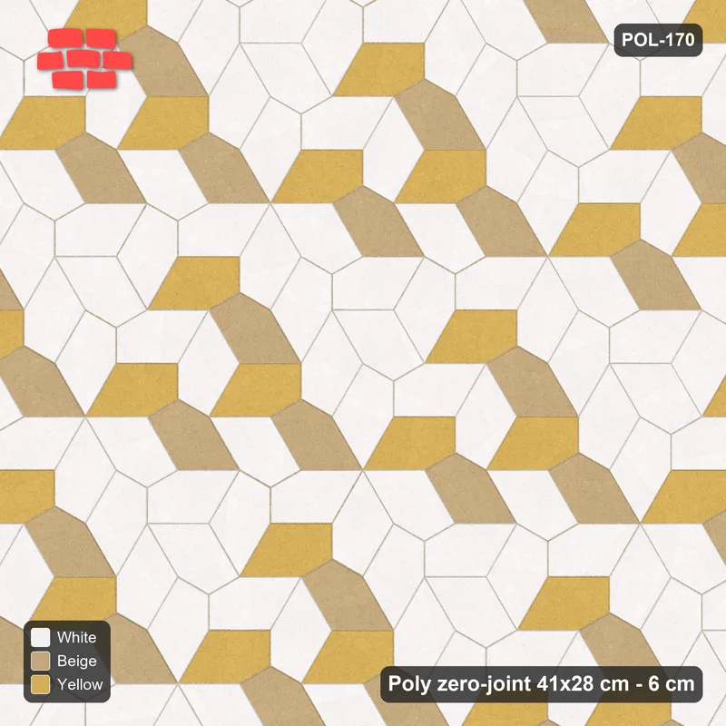 Interlock (Pasco) 41x28 cm · POL-170 · Random Lay Courtyard Cubes, Golden Sand, light base with two-tone cube faces · Top view Interlock (Pasco) 41x28 cm · POL-170 · Random Lay Courtyard Cubes, Golden Sand, light base with two-tone cube faces · Top view