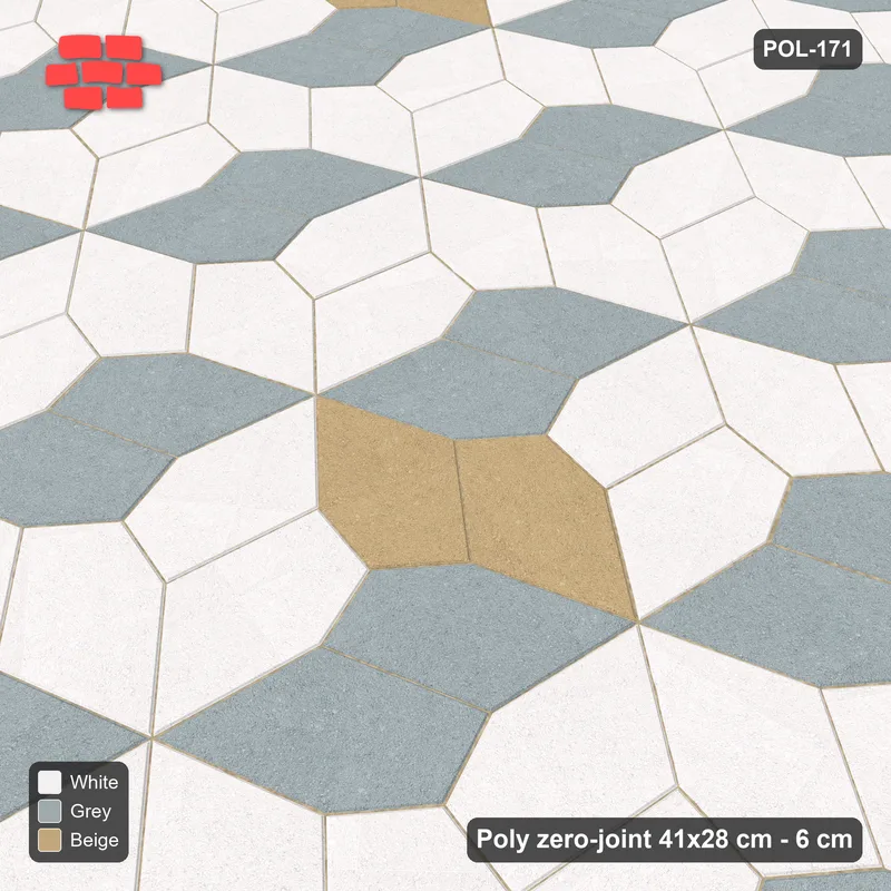 Interlock (Pasco) 41x28 cm · POL-171 · Random Lay Accent Pairs, Coastal, dark orientation + accent pairs · Side view Interlock (Pasco) 41x28 cm · POL-171 · Random Lay Accent Pairs, Coastal, dark orientation + accent pairs · Side view