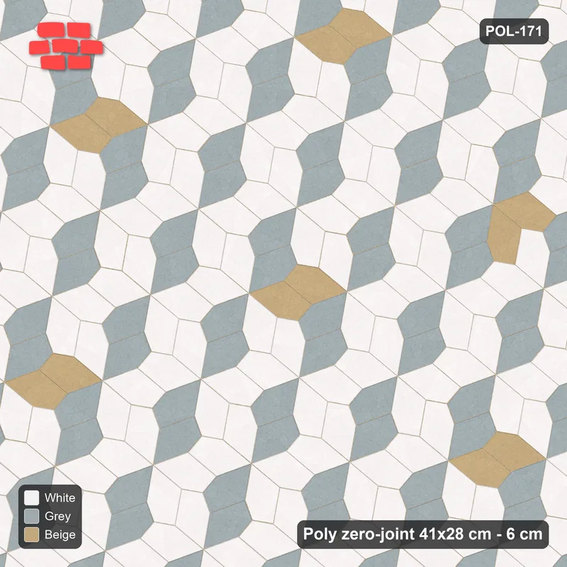 Interlock (Pasco) 41x28 cm · POL-171 · Random Lay Accent Pairs, Coastal, dark orientation + accent pairs · Top view Interlock (Pasco) 41x28 cm · POL-171 · Random Lay Accent Pairs, Coastal, dark orientation + accent pairs · Top view