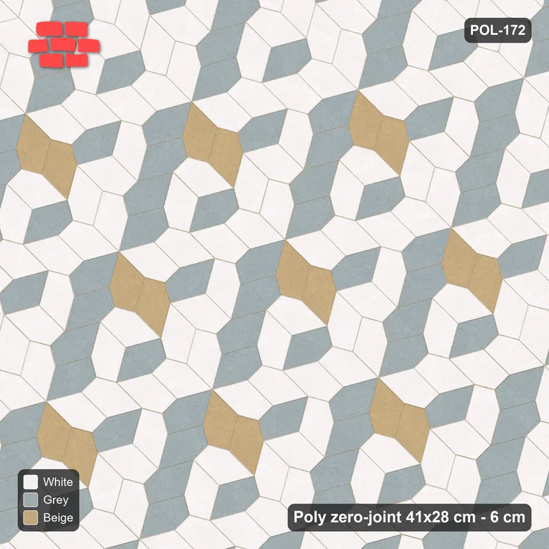 Interlock (Pasco) 41x28 cm · POL-172 · Random Lay Accent Pairs, Coastal, dark orientation + accent pairs · Top view Interlock (Pasco) 41x28 cm · POL-172 · Random Lay Accent Pairs, Coastal, dark orientation + accent pairs · Top view