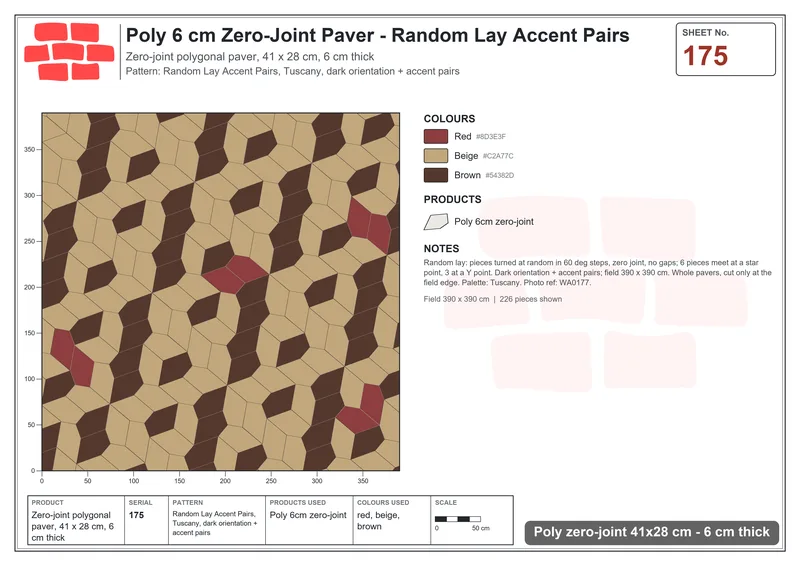 Interlock (Pasco) 41x28 cm · POL-175 · Random Lay Accent Pairs, Tuscany, dark orientation + accent pairs · Laying plan Interlock (Pasco) 41x28 cm · POL-175 · Random Lay Accent Pairs, Tuscany, dark orientation + accent pairs · Laying plan