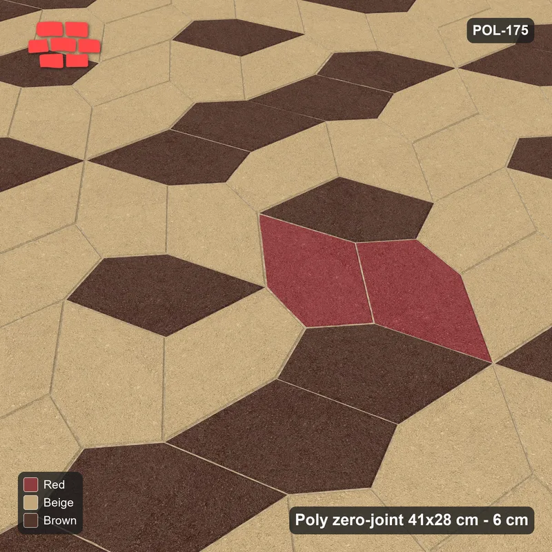 Interlock (Pasco) 41x28 cm · POL-175 · Random Lay Accent Pairs, Tuscany, dark orientation + accent pairs · Side view Interlock (Pasco) 41x28 cm · POL-175 · Random Lay Accent Pairs, Tuscany, dark orientation + accent pairs · Side view
