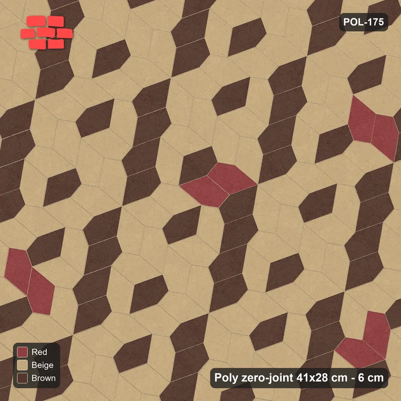 Interlock (Pasco) 41x28 cm · POL-175 · Random Lay Accent Pairs, Tuscany, dark orientation + accent pairs · Top view Interlock (Pasco) 41x28 cm · POL-175 · Random Lay Accent Pairs, Tuscany, dark orientation + accent pairs · Top view