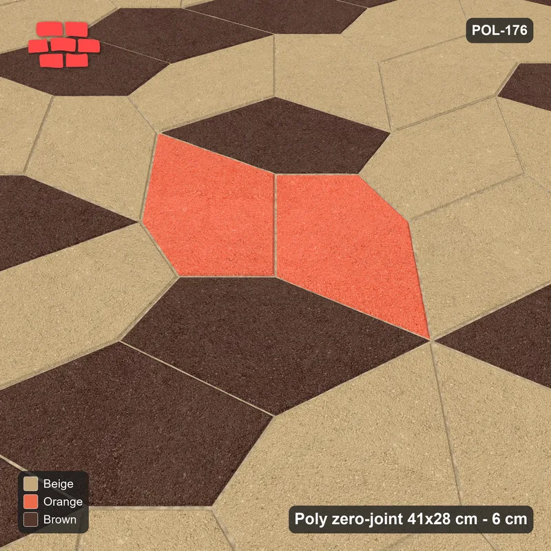 Interlock (Pasco) 41x28 cm · POL-176 · Random Lay Accent Pairs, Autumn, dark orientation + accent pairs, kerb frame · Side view Interlock (Pasco) 41x28 cm · POL-176 · Random Lay Accent Pairs, Autumn, dark orientation + accent pairs, kerb frame · Side view