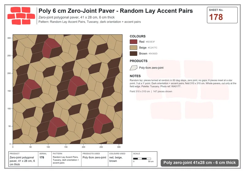 Interlock (Pasco) 41x28 cm · POL-178 · Random Lay Accent Pairs, Tuscany, dark orientation + accent pairs · Laying plan Interlock (Pasco) 41x28 cm · POL-178 · Random Lay Accent Pairs, Tuscany, dark orientation + accent pairs · Laying plan