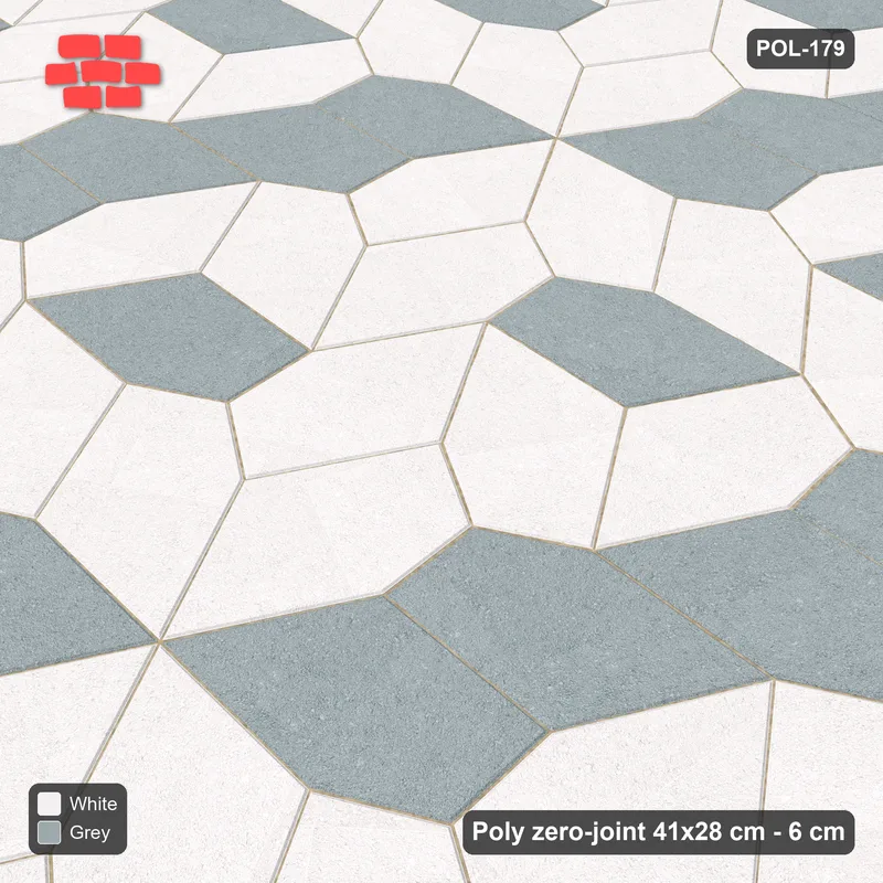 Interlock (Pasco) 41x28 cm · POL-179 · Random Lay Accent Pairs, Salt & Pepper, one dark orientation · Side view Interlock (Pasco) 41x28 cm · POL-179 · Random Lay Accent Pairs, Salt & Pepper, one dark orientation · Side view