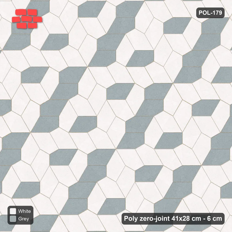 Interlock (Pasco) 41x28 cm · POL-179 · Random Lay Accent Pairs, Salt & Pepper, one dark orientation · Top view Interlock (Pasco) 41x28 cm · POL-179 · Random Lay Accent Pairs, Salt & Pepper, one dark orientation · Top view