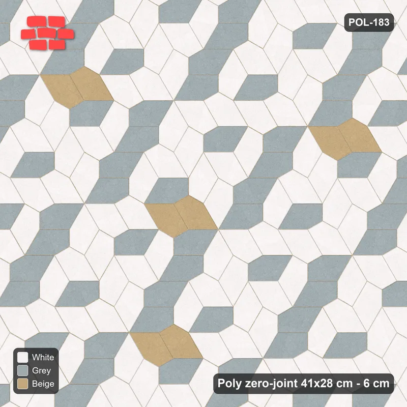 Interlock (Pasco) 41x28 cm · POL-183 · Random Lay Accent Pairs, Coastal, dark orientation + accent pairs, kerb frame · Top view Interlock (Pasco) 41x28 cm · POL-183 · Random Lay Accent Pairs, Coastal, dark orientation + accent pairs, kerb frame · Top view
