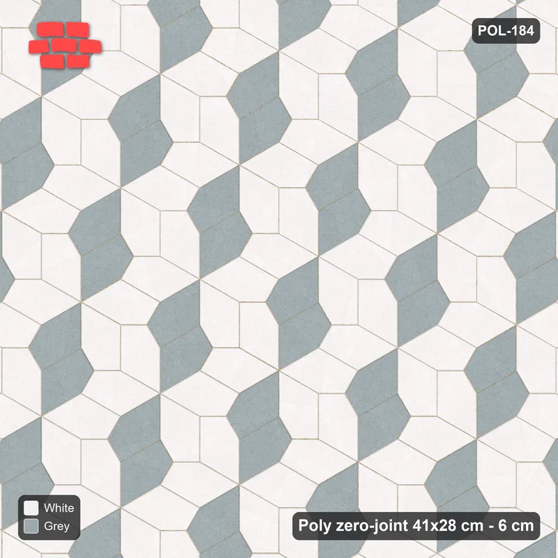 Interlock (Pasco) 41x28 cm · POL-184 · Random Lay Accent Pairs, Salt & Pepper, one dark orientation, kerb frame · Top view Interlock (Pasco) 41x28 cm · POL-184 · Random Lay Accent Pairs, Salt & Pepper, one dark orientation, kerb frame · Top view