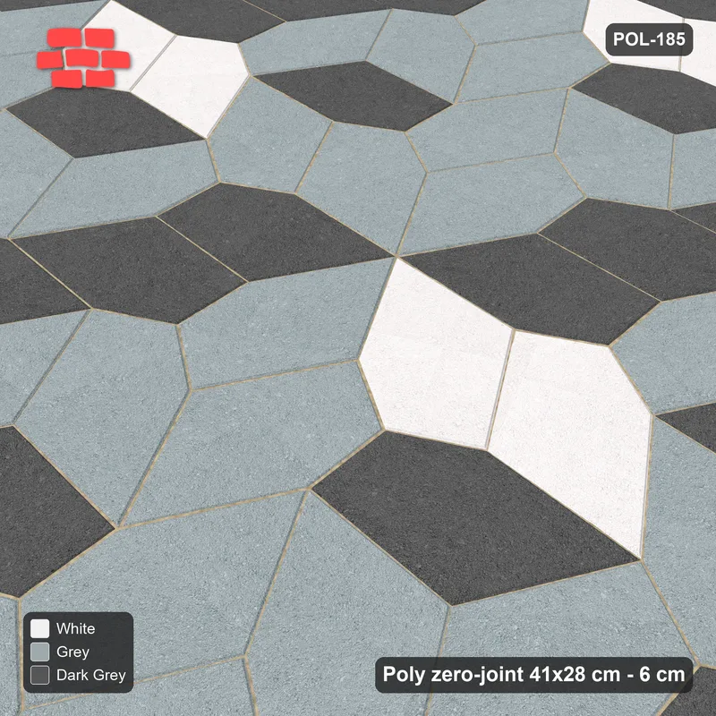Interlock (Pasco) 41x28 cm · POL-185 · Random Lay Accent Pairs, Monochrome, dark orientation + accent pairs · Side view Interlock (Pasco) 41x28 cm · POL-185 · Random Lay Accent Pairs, Monochrome, dark orientation + accent pairs · Side view