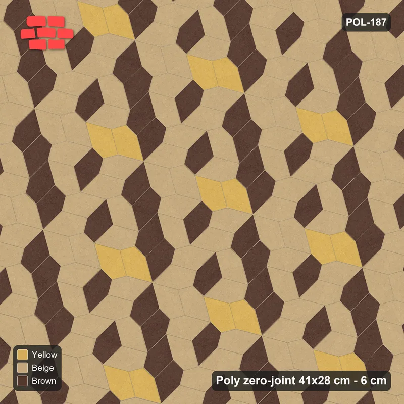 Interlock (Pasco) 41x28 cm · POL-187 · Random Lay Accent Pairs, Harvest Gold, dark orientation + accent pairs · Top view Interlock (Pasco) 41x28 cm · POL-187 · Random Lay Accent Pairs, Harvest Gold, dark orientation + accent pairs · Top view