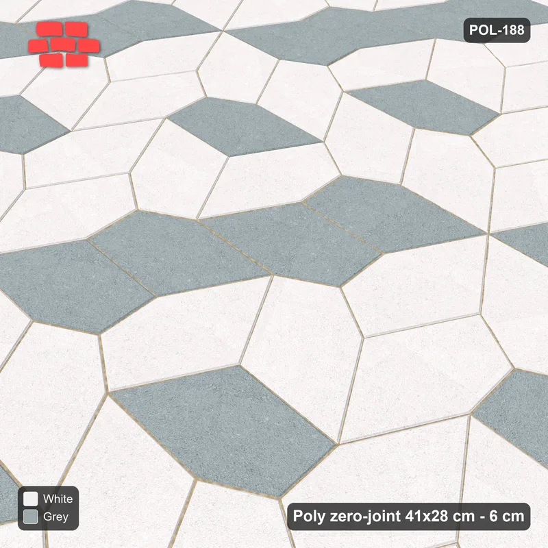 Interlock (Pasco) 41x28 cm · POL-188 · Random Lay Accent Pairs, Salt & Pepper, one dark orientation · Side view Interlock (Pasco) 41x28 cm · POL-188 · Random Lay Accent Pairs, Salt & Pepper, one dark orientation · Side view
