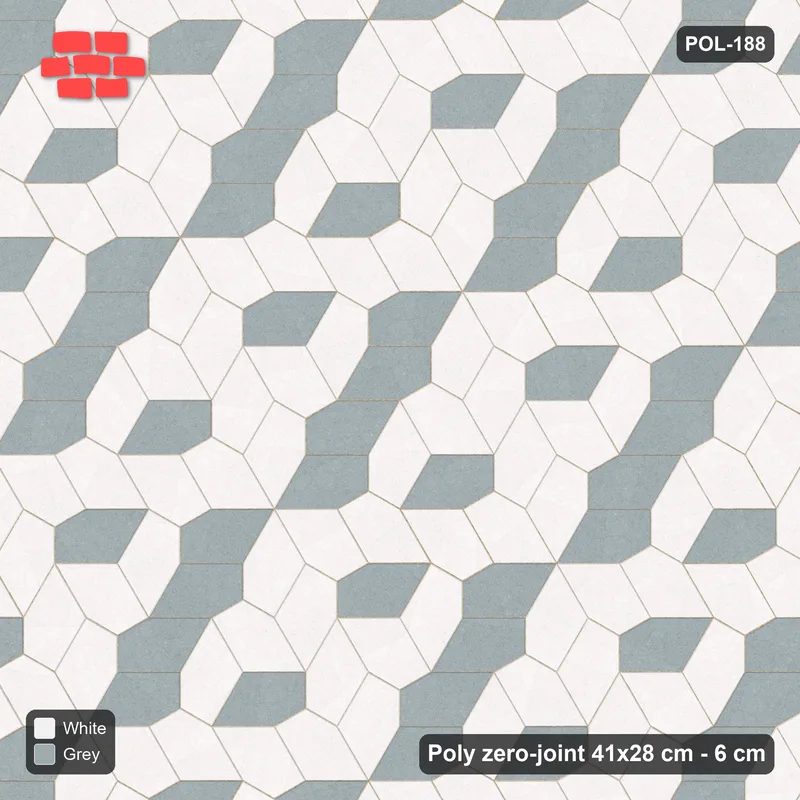 Interlock (Pasco) 41x28 cm · POL-188 · Random Lay Accent Pairs, Salt & Pepper, one dark orientation · Top view Interlock (Pasco) 41x28 cm · POL-188 · Random Lay Accent Pairs, Salt & Pepper, one dark orientation · Top view