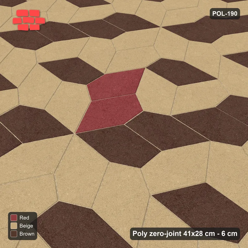 Interlock (Pasco) 41x28 cm · POL-190 · Random Lay Accent Pairs, Tuscany, dark orientation + accent pairs, kerb frame · Side view Interlock (Pasco) 41x28 cm · POL-190 · Random Lay Accent Pairs, Tuscany, dark orientation + accent pairs, kerb frame · Side view
