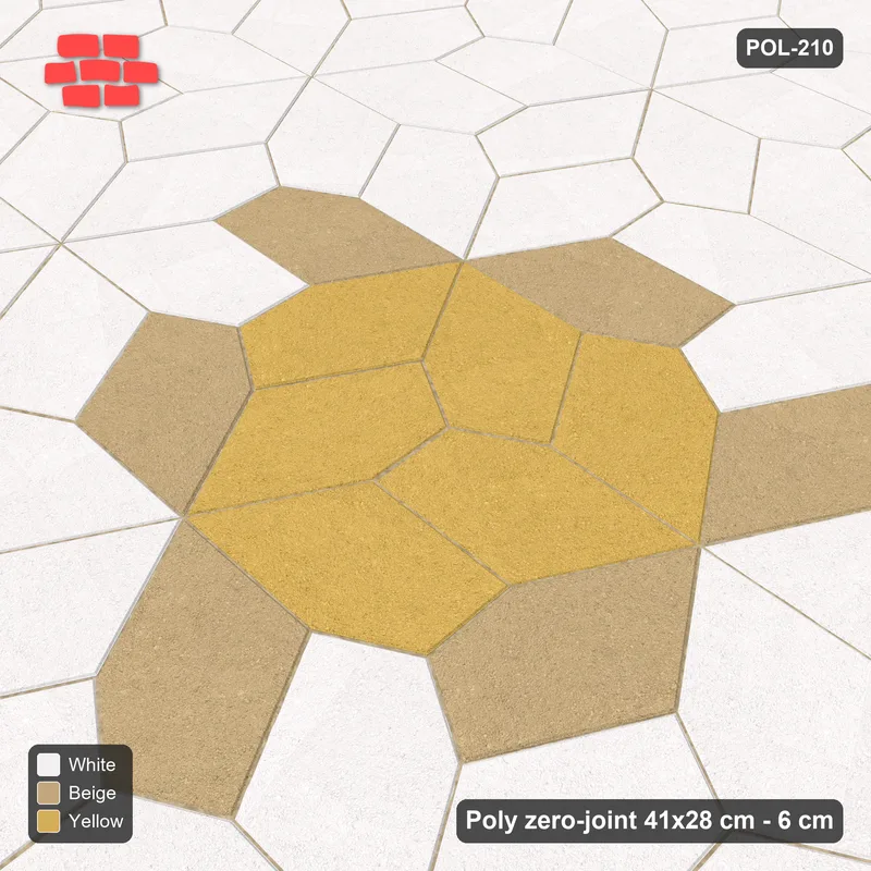 Interlock (Pasco) 41x28 cm · POL-210 · Random Lay Three-Fold Medallion, Golden Sand, 3-fold medallion around a Y point, kerb frame · Side view Interlock (Pasco) 41x28 cm · POL-210 · Random Lay Three-Fold Medallion, Golden Sand, 3-fold medallion around a Y point, kerb frame · Side view