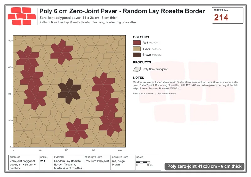 Interlock (Pasco) 41x28 cm · POL-214 · Random Lay Rosette Border, Tuscany, border ring of rosettes · Laying plan Interlock (Pasco) 41x28 cm · POL-214 · Random Lay Rosette Border, Tuscany, border ring of rosettes · Laying plan